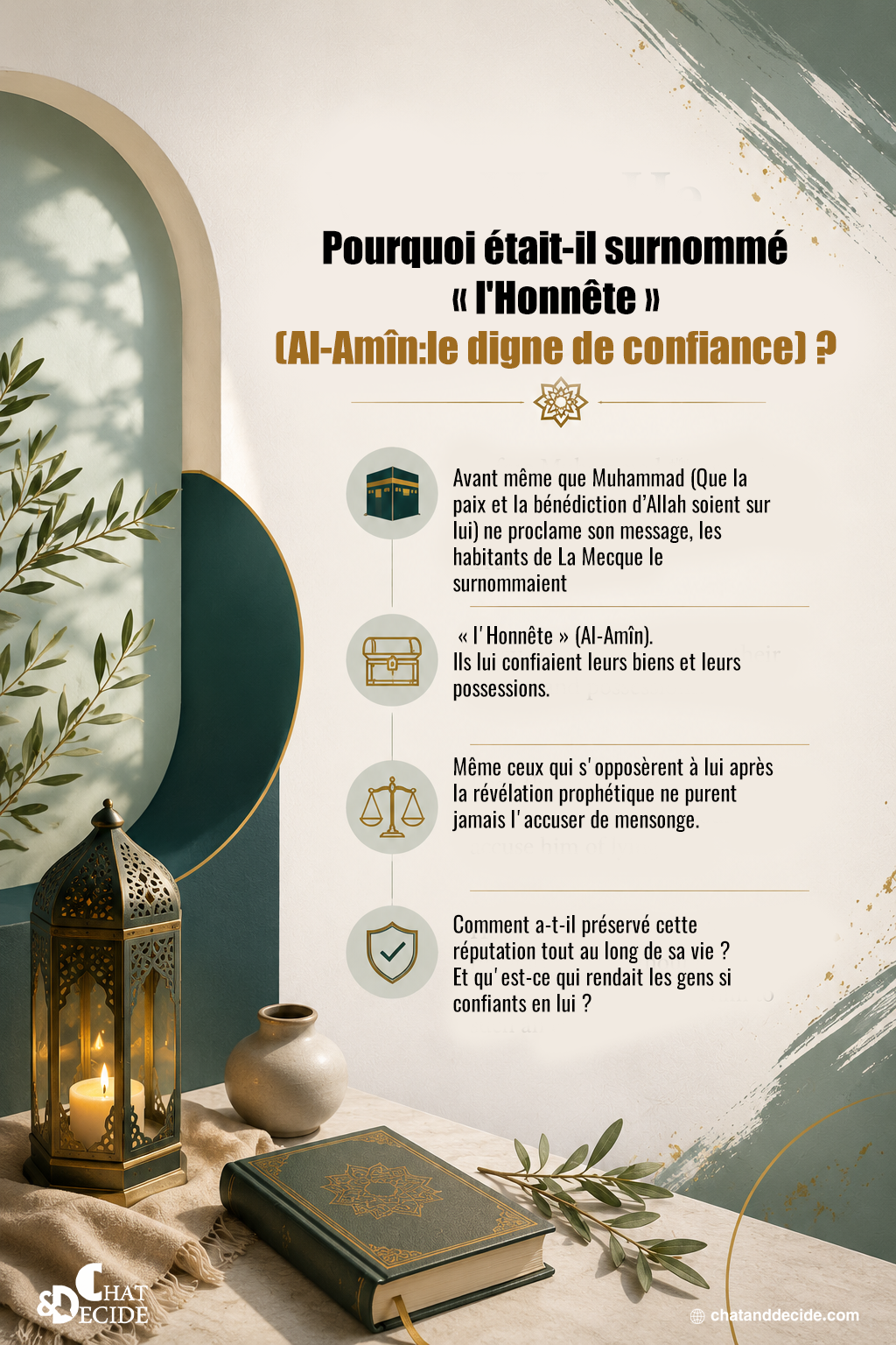Pourquoi était-il surnommé « l'Honnête » (Al-Amîn:le digne de confiance) ?