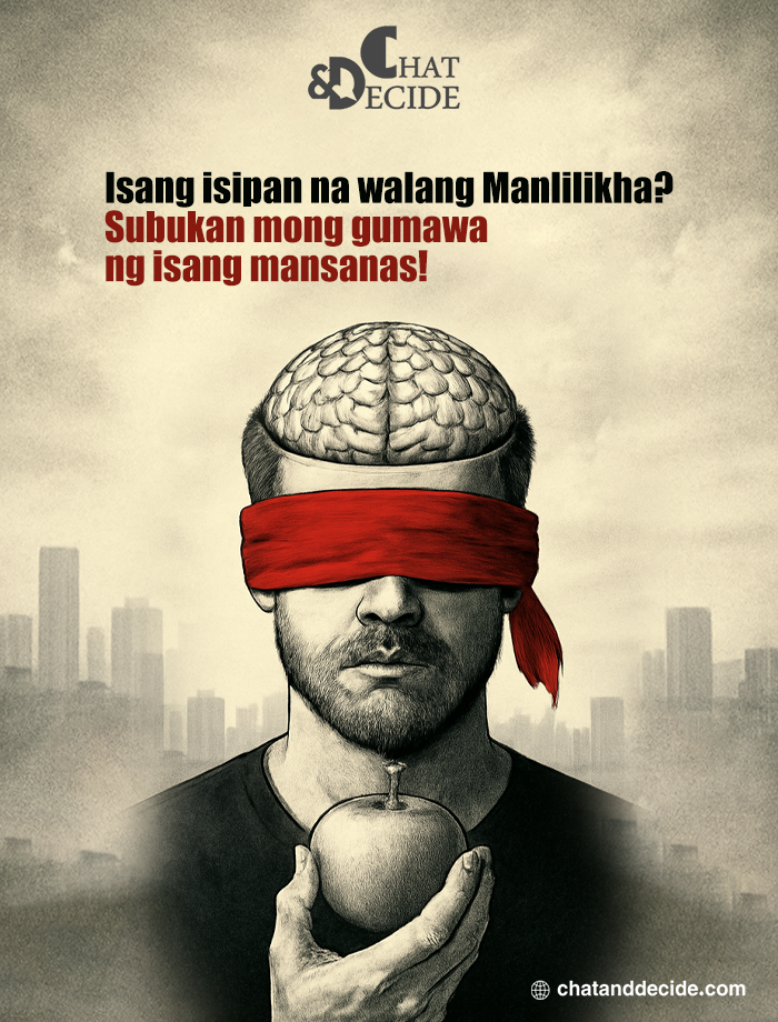 "Isang isipan na walang Manlilikha? Gumawa ng mansanas!"